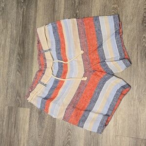 J Jill Loves Linen striped 100% linen shorts sz M